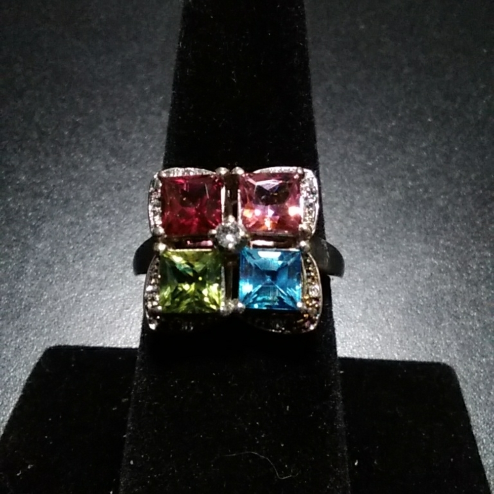 Multi Gemstone and Diamond Ring